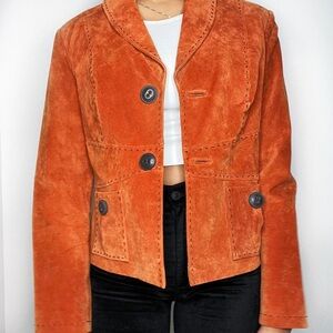‼️RARE‼️ Women's Orange Genuine Suede Leather Coat